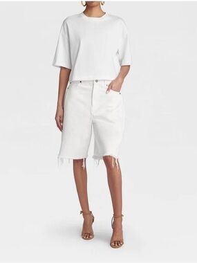 White Denim Bermuda Jean Shorts - Women